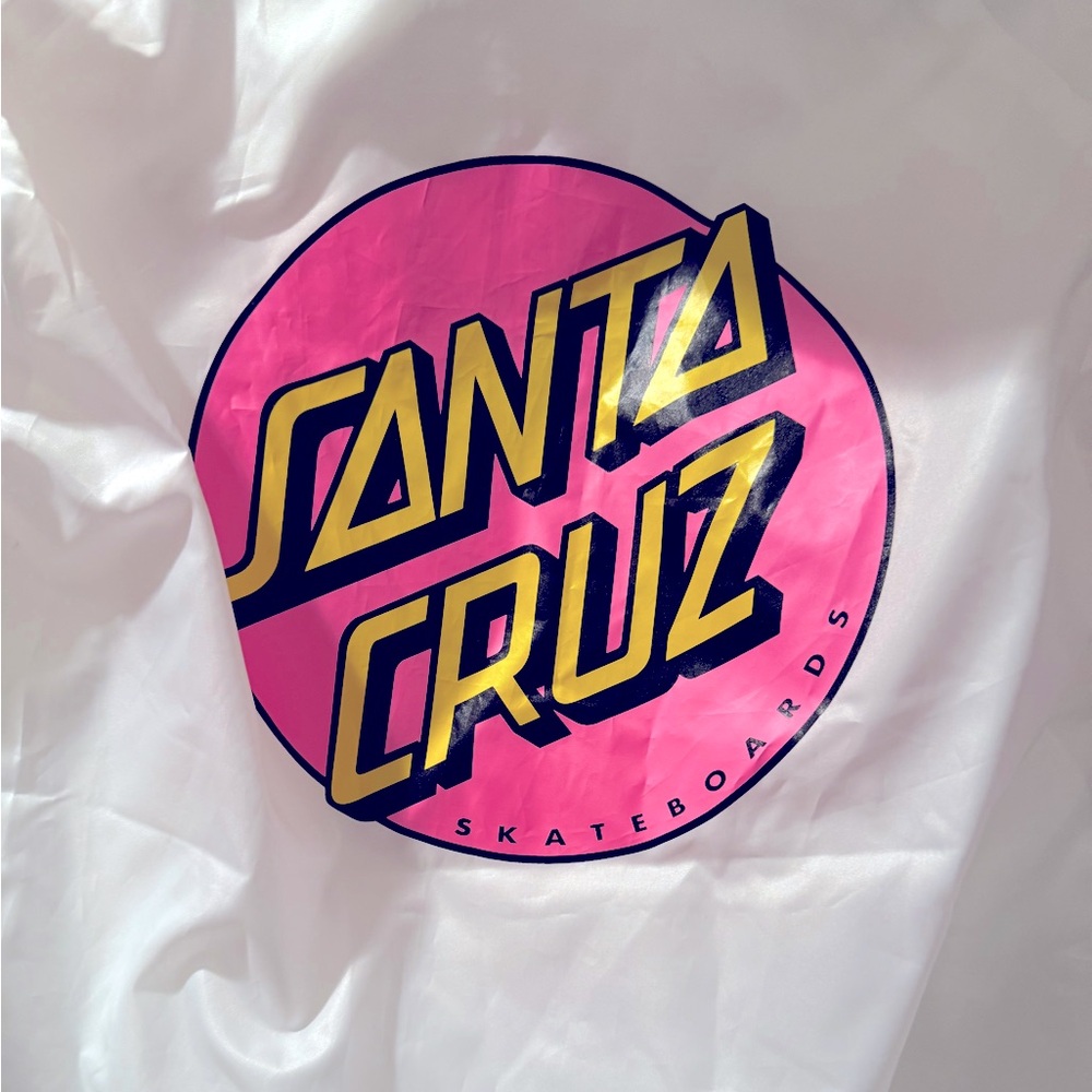 SANTA CRUZ neon white Hooded Windbreaker Jacket